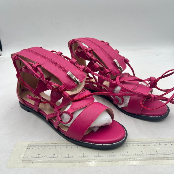 YDN Rosy Ankle High Gladiator Sandals for Women Lace up Open toe Flats Zips Shoe - Picture 4 of 8